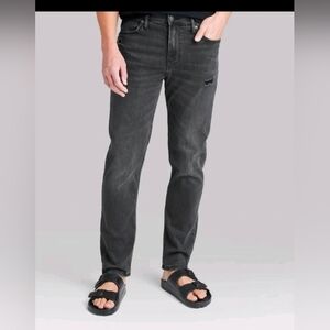 Original Use Men Slim Fit Taper Stretch Jeans Gray Size 40x30